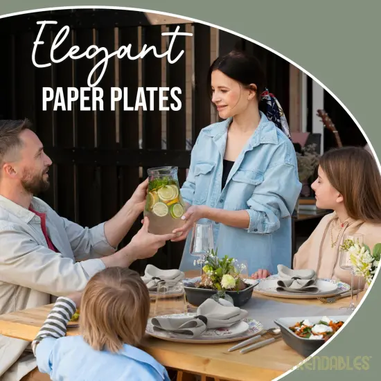 Earthtrends Heavy Duty Paper Plates for parties &ndash; Includes 8-Inch Paper Dessert Plates and 10-Inch Paper Dinner Plates &ndash; Disposable Floral Paper Plates for Parties, Weddings, Events, BBQs, Birthdays, Catering, Holidays &ndash; Elegant Tableware Set Provincial {6}