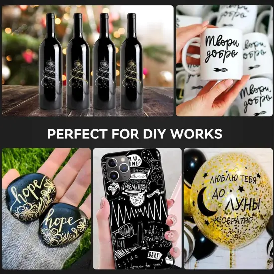 6Pcs Oil-based Chrome Mirror Markers - Silver & Gold Permanent Metallic Markers for Model Painting {5}