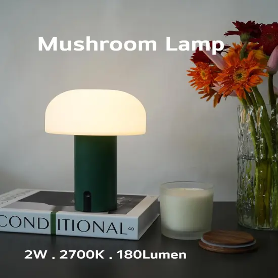 Outdoor Mushroom Table Lamp Rechargeable, Cordless Lamps for Patio Waterproof {2}