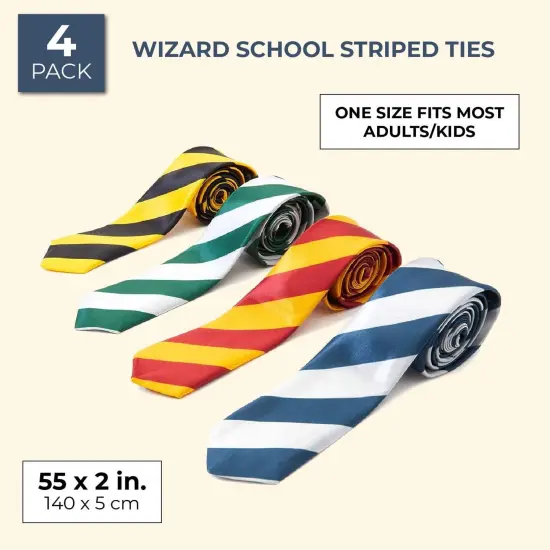 Juvale Wizard School Striped Costume Tie (4 Pack) 4 Colors {2}