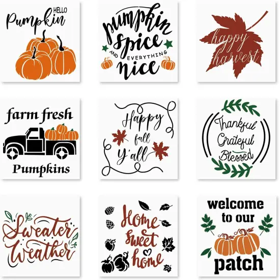 9 Pieces Reusable Thanksgiving Stencils for Painting on Wood {2}