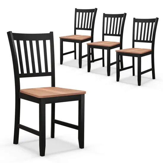 Set of 4 Dining Chair Kitchen Black Spindle Back Side Chair with Solid Wooden Legs {1}