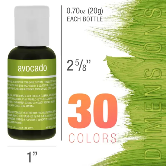 30 Color Food and Slime Coloring Liqua-Gel Ultimate Decorating Kit Primary, Secondary & Neon Colors - Food Grade, 0.75 fl oz (20ml) Bottles, Non-Toxic {2}