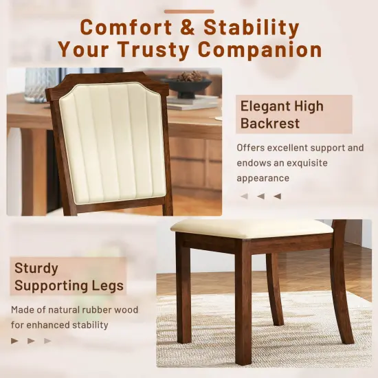 Costway Dining Chair Set of 2/4 Upholstered Kitchen Chair with PU Leather & Rubber Wood Frame {6}