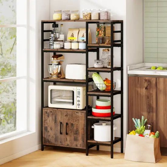 Costway 55.5" Tall Bookcase with 2-Door Cabinet Metal Frame Freestanding Display Rack {5}