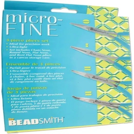 The Beadsmith Micro-Fine 4 Piece Plier with Springs Set - Chain, Round, Flat, and Bent Nose - 5' in Length {6}