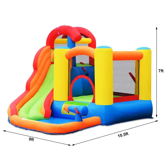 Costway Inflatable Bounce House Water Slide w/ Climbing Wall Splash Pool Water Cannon {2}