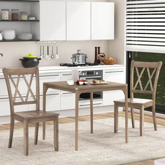 Costway Wooden Dining Chairs Set of 2/4 with Ergonomic Seat Rubber Wood Frame & High Backrest {12}