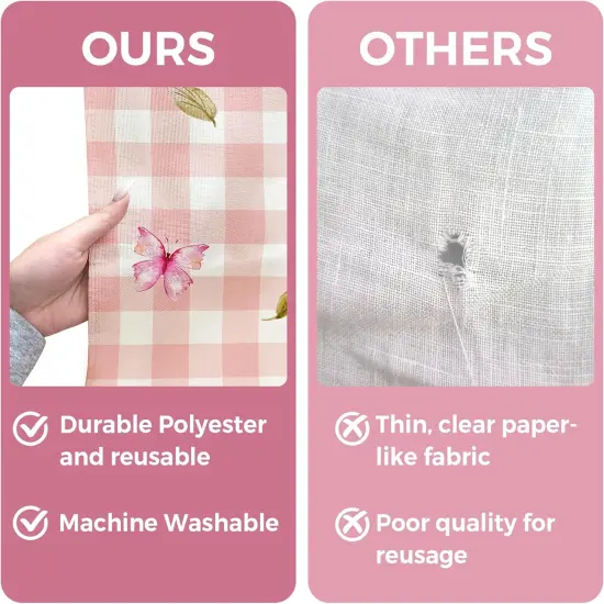 Easter Table Runner 2-Ply (13"x72") - Pink Buffalo Plaid Bunny Runner Design - Spring Table Decorations for Indoor & Outdoor Home Party Decor - Easter Party Decoration Supplies {3}