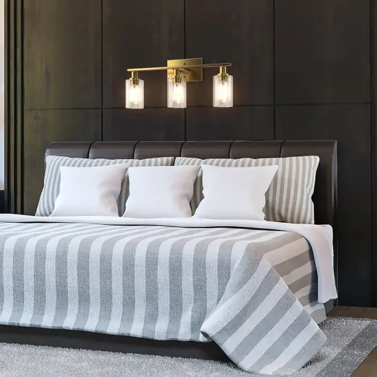 Costway 3-Light/4-Light Wall Sconce Modern Bathroom Vanity Light Fixtures with Clear Glass Shade {6}