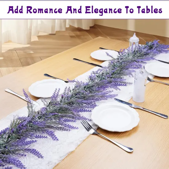 2pcs Wisteria Lavender Garland, 6Ft Purple Lavender Artificial Garland, Spring Summer All Year Lavender Garland for Farmhouse Wedding Mantle Arch Porch Stair Table Indoor Door Home Decor {5}
