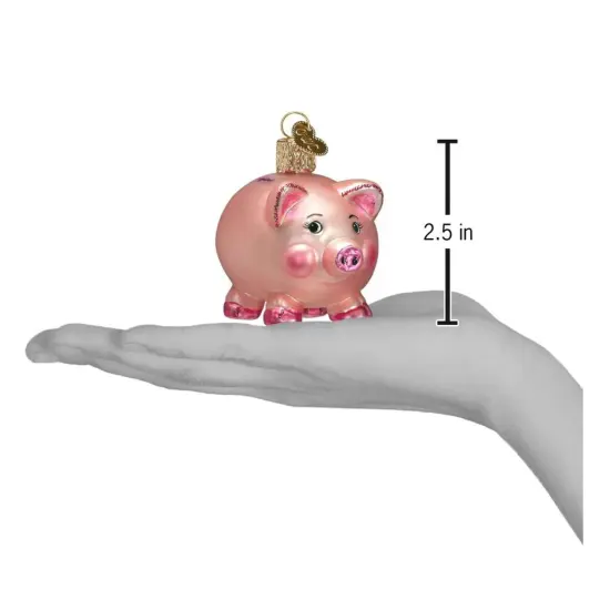Old World Christmas 2.0 Inch Piggy Bank Tree Ornament , Ornament Money Save Coins Pink {2}