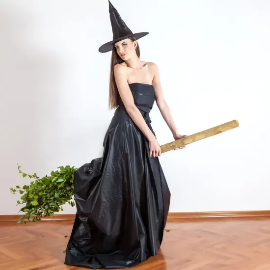 4E's Novelty Black Witch Hat &ndash; Adult & Kids Costume Accessory, Oxford Fabric, 14" Tall Pointed Hat for Halloween, Wizard, Gothic, Cosplay, Party, Hanging Floating Witch Hat Decor, Indoor & Outdoor Use {5}