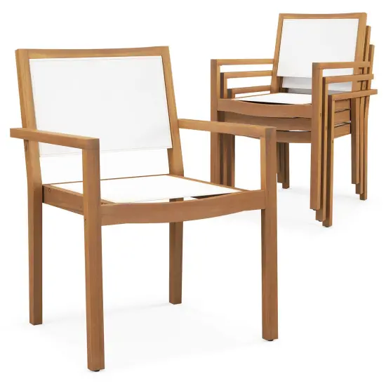 Costway Stackable Dining Chair Set of 2/4 with Wear-resistant Fabric & Breathable Backrest {1}