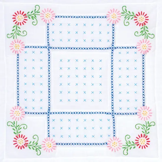 Jack Dempsey Stamped White Quilt Blocks 18"X18" 6/Pkg-Shades Of Blue {4}