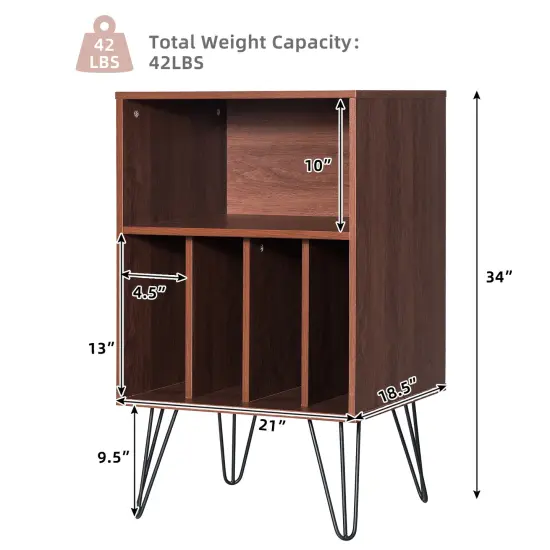 File Cabinet W/Split Storage Space Saving Standing Display Bookshelf Metal Legs {3}