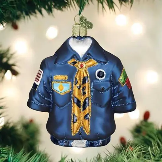 Old World Christmas 4.0 Inch Scout Uniform Christmas Tree Ornament , Ornament Honor Privilege Blue {3}