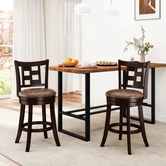Costway Set of 2/4 Bar Stools 26" Swivel Bar Chairs with Footrest, Lattice Backrest {2}