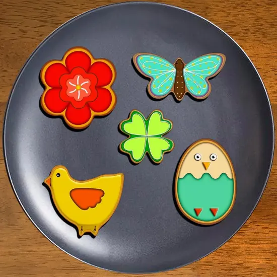 Easter Cookie Cutters Set - Bunny, Egg, Bunny Face, Rabbit, Butterfly, Flower, Chick, Carrot, Four Leaf Clover - 9PCS Easter Cookie Cutters - Large Easter Cookie Cutters for Spring Holiday Baking {5}
