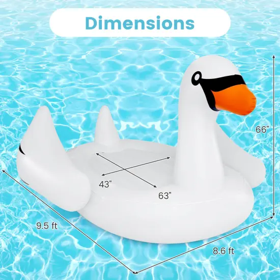 Costway Inflatable Swan Island Giant 4-Person Swan Pool Float with Cups Holders White {3}