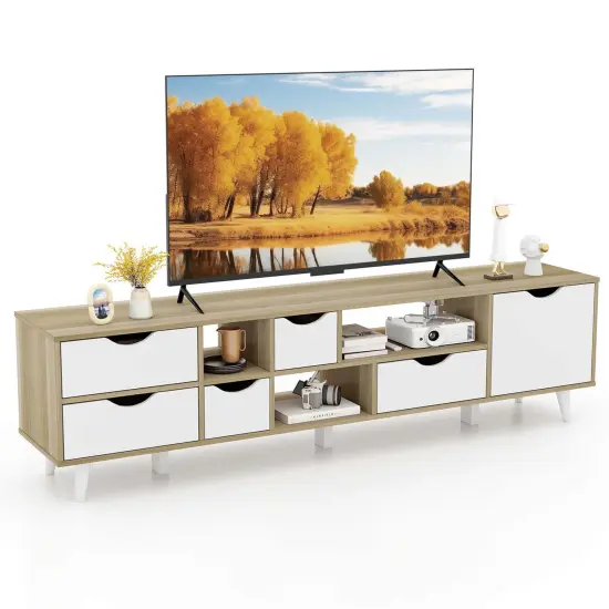 Costway TV Stand for TVs up to 65" with Storage 5 Drawers & 3 Open Shelves for Bedroom {1}