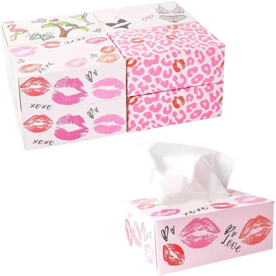 8 Pack Bachelorette Party Facial Tissue Box Set, 3-Ply, 100 Sheets/Box, 800 Sheets Total, Pink {1}