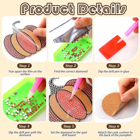 DIY Autumn Halloween Diamond Painting Coasters Kit for Beginner Adult {5}