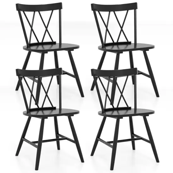 Costway Dining Chairs Set of 2/4 Farmhouse Kitchen Chair with Rubber Wood Frame, {8}