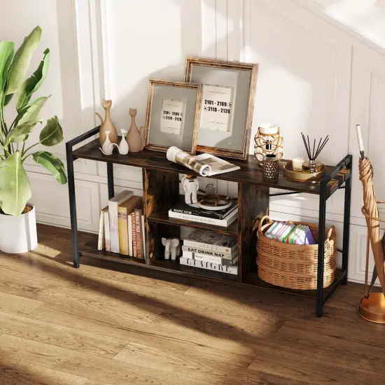 Costway 3-tier TV Stand for 55" TVs with 4 Open Shelves Heavy-duty Metal Frame for Bedroom {2}