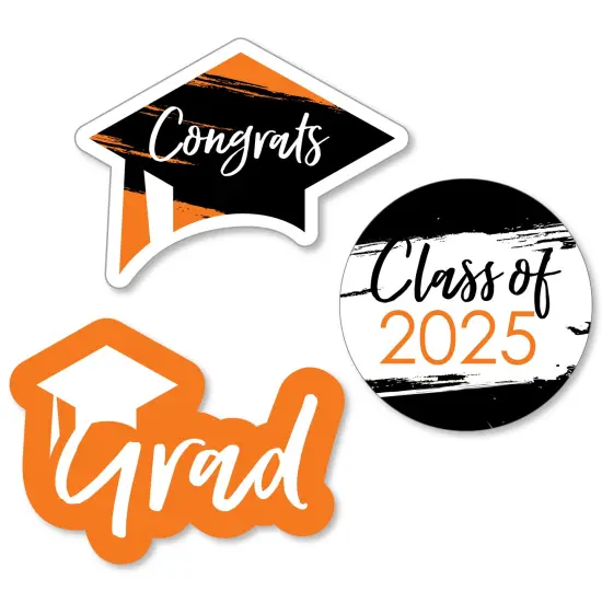 Big Dot of Happiness Orange 2025 Graduation Party - DIY Shaped Cut-Outs - 24 Count {1}
