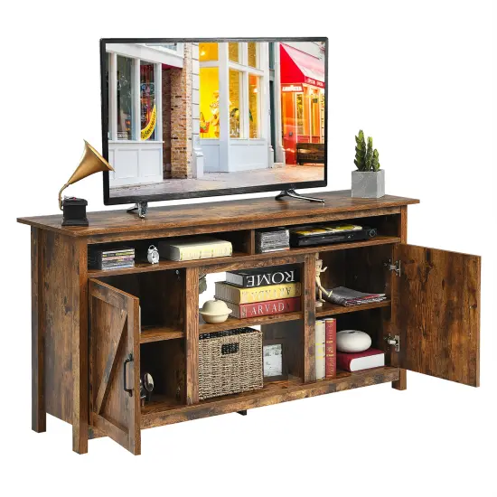 Costway 60''Industrial TV Stand Entertainment Console Center w/ Shelve & Cabinet {1}