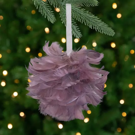 Northlight Feathered Christmas Ball Ornament - 5.5" - French Lilac Purple {1}