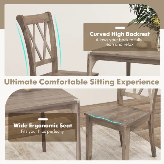 Costway Wooden Dining Chairs Set of 2/4 with Ergonomic Seat Rubber Wood Frame & High Backrest {5}