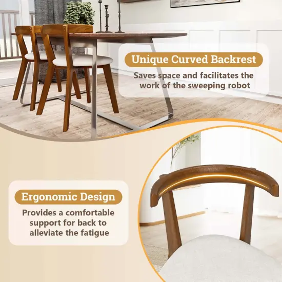 Costway Space-Saving Wood Upholstered Dining Chair Set of 2/4 with Padded Seat & Curved Back {6}