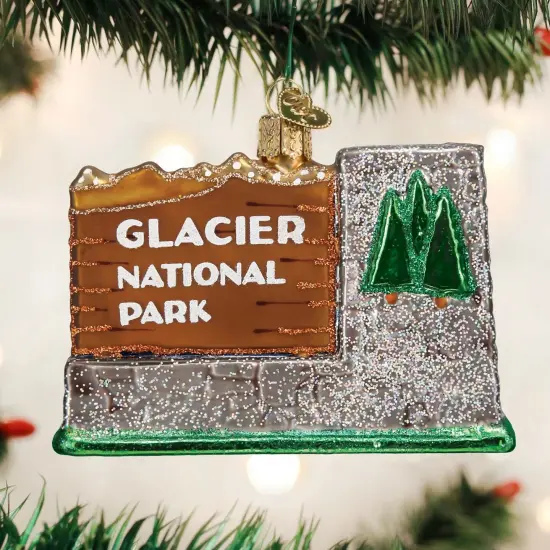 Old World Christmas 3.0 Inch Glacier National Park Christmas Tree Ornament , Montana Wildlife Lakes Brown {3}
