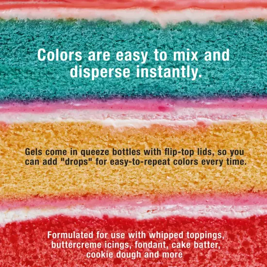US Cake Supply by Chefmaster Liqua-Gel Cake Color Set - 12 of the Most Popular Colors in 0.7 fl. oz. (20ml) Bottles {5}