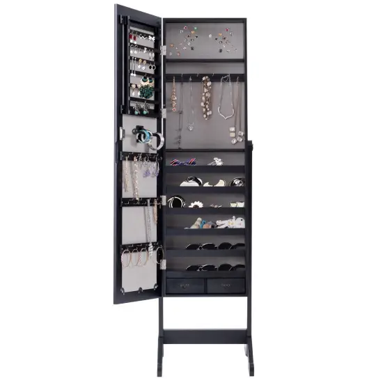 Costway Mirrored Jewelry Cabinet Storage Organizer Drawers {6}