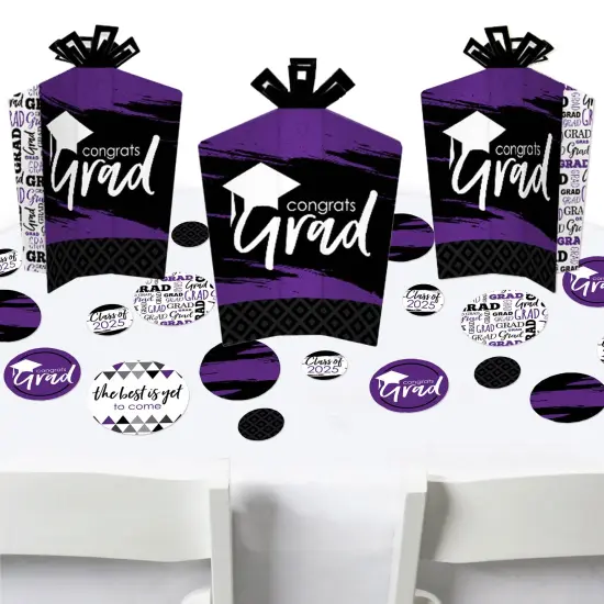 Big Dot of Happiness Purple Grad - Best is Yet to Come - 2025 Purple Graduation Party Decor and Confetti - Terrific Table Centerpiece Kit - Set of 30 {1}