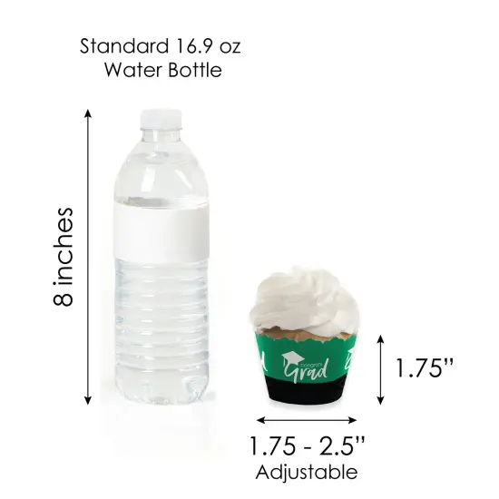Big Dot of Happiness 2025 Green Graduation Cupcake Decoration - Party Cupcake Wrappers and Treat Picks Kit - Set of 24 {7}