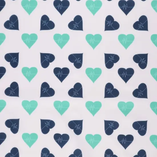 Mook Fabrics Tossed Heartbeat Printed PUL Fabric [60 in. Wide] Green - By The Yard {1}