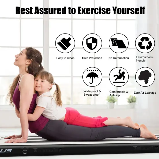 Goplus 10FT TumblingInflatable Gymnastics Tumbling Mat w/ Pump Pink\Black\Green\Navy {5}