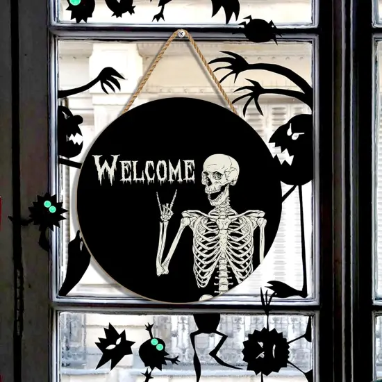 Halloween Skull Welcome Door Sign {2}