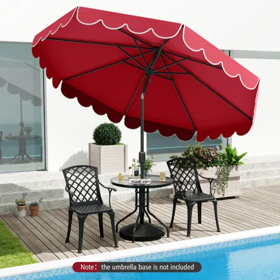 Costway 10 FT Patio Umbrella with Crank Tilt Adjustment Ruffles Vented Top 8 Ribs Beige/Brown/Gray/Blue/Red {5}