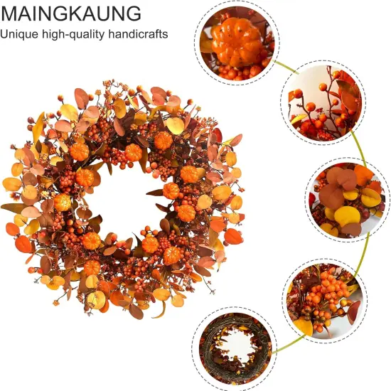 Fall Autumn Pumpkin Wreath - 22 Inch {3}