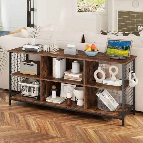 Costway 3-Tier TV Stand for TV's up to 65" Entertainment Media Center with Storage Basket {4}