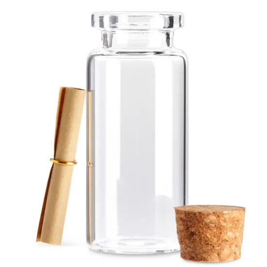 Bright Creations 48 Pack 10ml Create A Message In A Bottle Kit, Bulk Small Glass Cork Bottles with Mini Scrolls for Time Capsules, Wedding Favors Clear {7}