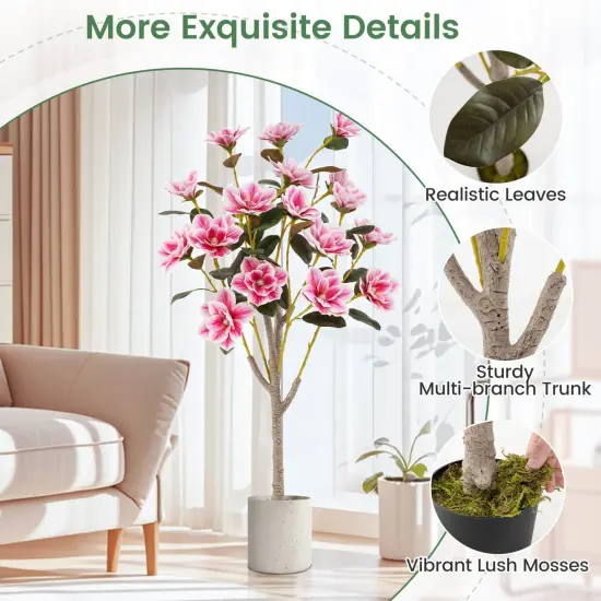Costway 1/2 PCS 51" Artificial Magnolia Tree with Elegant PEVA Leaves Multi-branch Trunks {6}