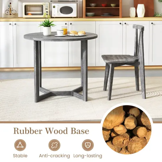 Costway 36 Inch Wood Dining Table for 2-4 People with Wing-shaped Pedestal Base Gray/Black {6}