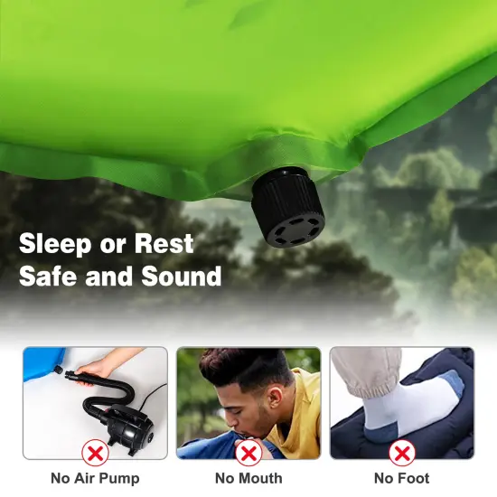 Goplus Inflatable Sleeping Pad, Self Inflating Camping Mattress w/Carrying Bag Green\Blue {6}