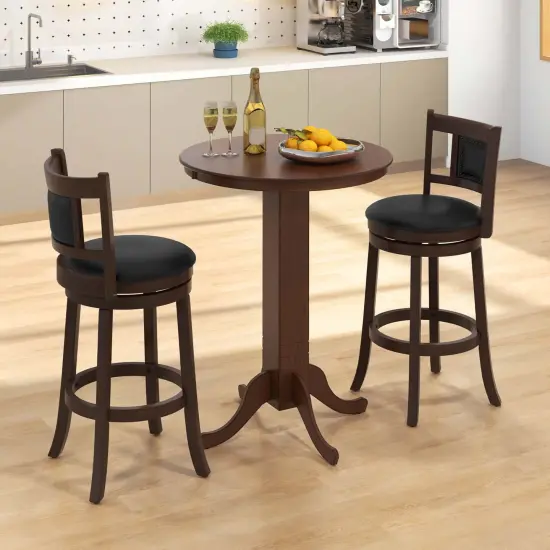 Costway 30 Inch Wood Pub Round Dining Table with Pedestal Base Kitchen Diner Table {4}